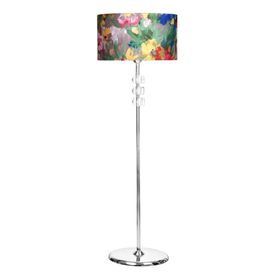 Vinner Lille Krom Kaplama Üçlü Kare Kristal Detaylı Metal Violet Desenli Lambader