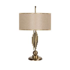Vinner Marche Mka-01 Gold Hasır A Kahve Eskitme Mat Gold Metal Abajur