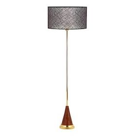 Vinner Nancy Ahşap Ayaklı Gold Metal Kahve Kırçıl Lambader