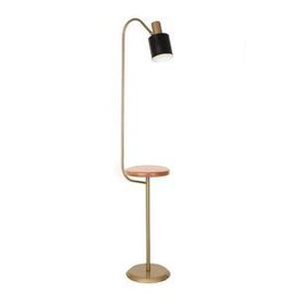 Vinner Narvik Eskitme Mat Gold Ahşap Sehpalı Metal Lambader