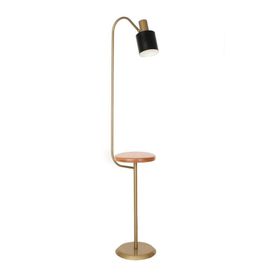 Vinner Narvik Eskitme Mat Gold Ahşap Sehpalı Metal Lambader