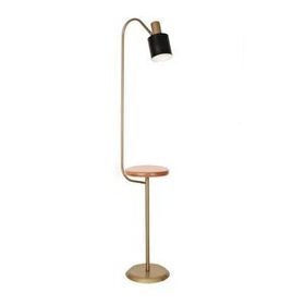 Vinner Narvik Eskitme Mat Gold Ahşap Sehpalı Metal Lambader