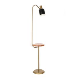 Vinner Narvik Eskitme Mat Gold Ahşap Sehpalı Metal Lambader