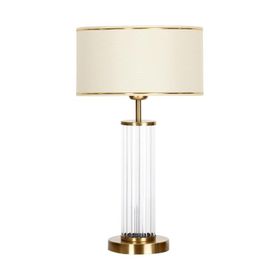 Vinner Nuuk Eskitme Ayaklı Modern Özel Tasarım Cam Gold Şeritli Krem Abajur