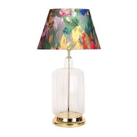 Vinner Rouen Gold Ayaklı Modern Özel Tasarım Violet Desenli Cam Abajur