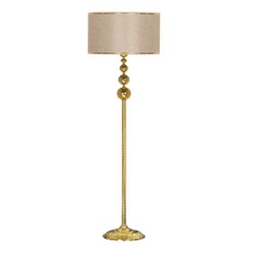 Vinner Vega Gold Üçlü Küre Tek Ayaklı Metal Gold Şertili Hasır Kahve Lambader
