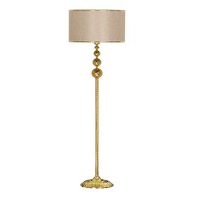 Vinner Vega Gold Üçlü Küre Tek Ayaklı Metal Gold Şertili Hasır Kahve Lambader