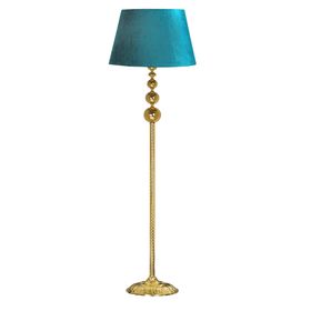 Vinner Vega Gold Üçlü Küre Tek Ayaklı Metal Turkuaz Kadife Lambader