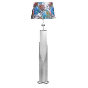 Vinner VNRDHKKLMB008 Doha Krom Kaplama Gövde Işıklı Özel Tasarım Flowers Desenli Metal Lambader