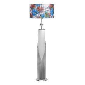 Vinner VNRDHKKLMB008 Doha Krom Kaplama Gövde Işıklı Özel Tasarım Flowers Desenli Metal Lambader