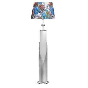 Vinner VNRDHKKLMB008 Doha Krom Kaplama Gövde Işıklı Özel Tasarım Flowers Desenli Metal Lambader