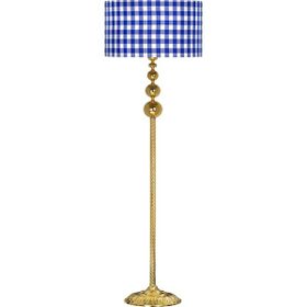 Vinner VNRVGAGKLMB017 Vega Gold Üçlü Küre Tek Ayaklı Metal Mavi Beyaz Ekose Desenli Lambader
