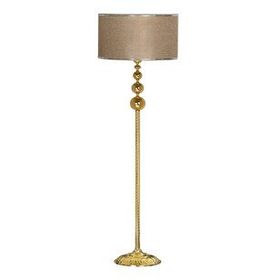 Vinner VNRVGAGKLMB021 Vega Gold Üçlü Küre Tek Ayaklı Metal Krom Şeritli Hasır Kahve Lambader
