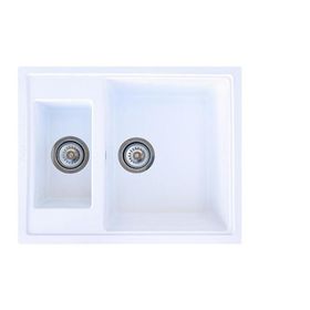 Vinox 59,5x49 VX003 Beyaz Çift Göz Granit Eviye