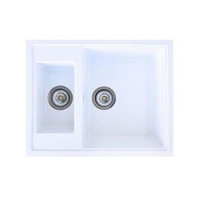 Vinox 59,5x49 VX003 Beyaz Çift Göz Granit Eviye