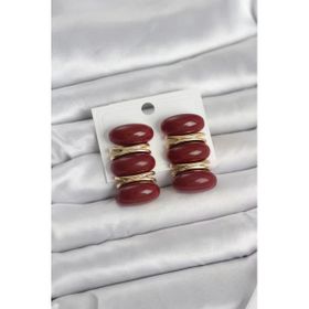 Vintage Model Bordo Gold Kadın Küpe