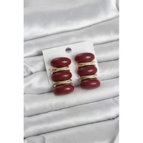 Vintage Model Bordo Gold Kadın Küpe