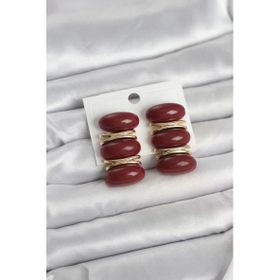 Vintage Model Bordo Gold Kadın Küpe