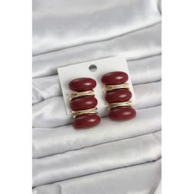 Vintage Model Bordo Gold Kadın Küpe