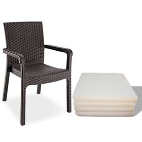 Violet Rattan Bahçe Balkon Kantin Plaj 2 Adet Mindeli Sandalye