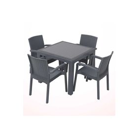 Violet Rattan Camlı Masa Takımı