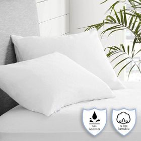 Vionel Home 50x70 cm Beyaz Pamuklu Sıvı Geçirmez 2'li Yastık Alezi