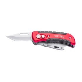 VIP-TEC VT875159 Kırmızı Çift Fonksiyonlu Metal Katlanır Bıçak