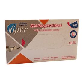 Viper Vinil Mavi L 100 Adet Muayene Eldiveni Pudrasız