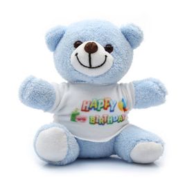 Vipfoni Mavi Happy Birthday Baskılı Tişörtlü Ayıcık