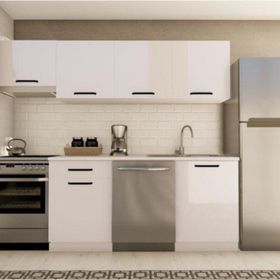 Visas Concept 240 CM Gamze Hazır Tezgah Dahil Parlak Beyaz Mutfak Dolabı
