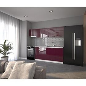 Visas Concept 240 cm Sümbül Hazır High-Gloss Tezgah Dahil Mutfak Dolabı