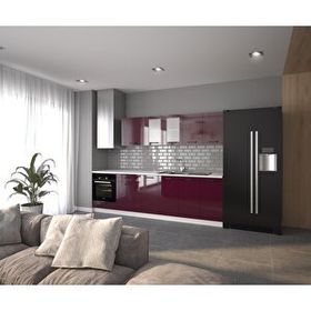 Visas Concept 280 cm Nilüfer Hazır High-Gloss Tezgah Dahil Mutfak Dolabı