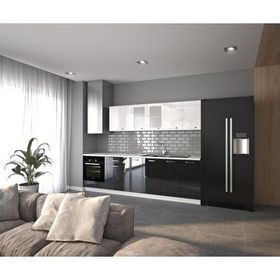 Visas Concept 280 cm Zümrüt Hazır High-Gloss Tezgah Dahil Mutfak Dolabı