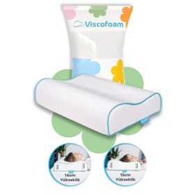 Viscofoam 60X40x14 12 cm Yüksek Çift Boyun Destekli Visco Ortopedik Yastık