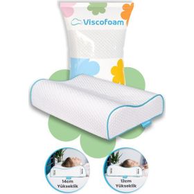 Viscofoam 60X40x14 12 cm Yüksek Çift Boyun Destekli Visco Ortopedik Yastık