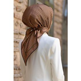 Vissona DGN50281 Bordo Siyah Kadın Twill İpek Eşarp