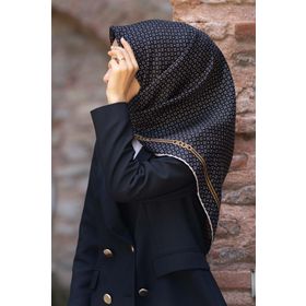 Vissona DGN50281 Bordo Siyah Kadın Twill İpek Eşarp