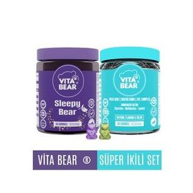 Vita Bear Sleepy Bear 60 Çiğnenebilir Tablet + Folic Acid Biotin Saç Vitamini 60 Çiğnenebilir Tablet
