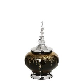 Vitale 30 cm AK.JE0020 Amber Silver Kapaklı Vazo