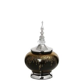 Vitale 30 cm AK.JE0020 Amber Silver Kapaklı Vazo