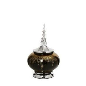 Vitale 30 cm AK.JE0020 Amber Silver Kapaklı Vazo