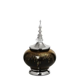 Vitale 30 cm AK.JE0020 Amber Silver Kapaklı Vazo