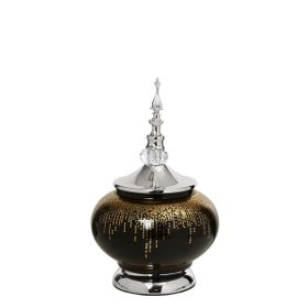 Vitale 30 cm AK.JE0020 Amber Silver Kapaklı Vazo