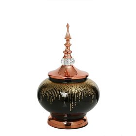 Vitale 30 cm AK.JE0021 Amber Bronz Kapaklı Vazo