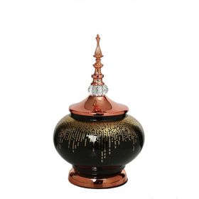 Vitale 30 cm AK.JE0021 Amber Bronz Kapaklı Vazo