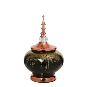Vitale 30 cm AK.JE0021 Amber Bronz Kapaklı Vazo