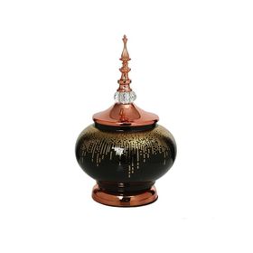 Vitale 30 cm AK.JE0021 Amber Bronz Kapaklı Vazo
