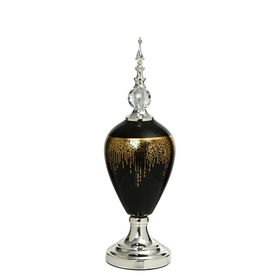 Vitale 54 cm AK.JE0010 Amber Silver Kapaklı Vazo