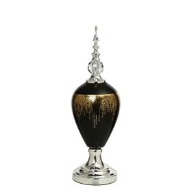 Vitale 54 cm AK.JE0010 Amber Silver Kapaklı Vazo