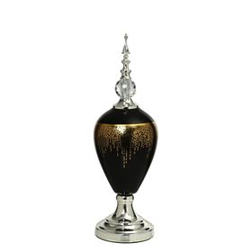 Vitale 54 cm AK.JE0010 Amber Silver Kapaklı Vazo